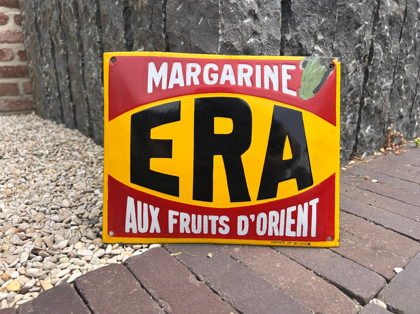 Era margarine emaille bord 1930, Ophalen, Gebruikt, Reclamebord