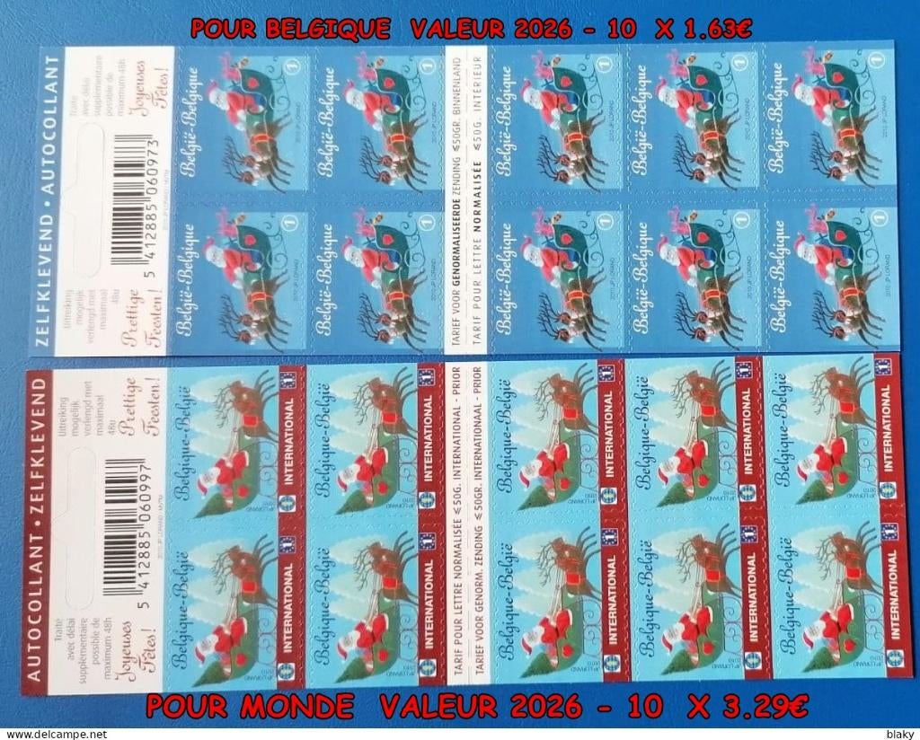 2010-BELGIQUE ET MONDE 20 T AUTOCOLLANT-TOUJOURS VALABLES, Envoi
