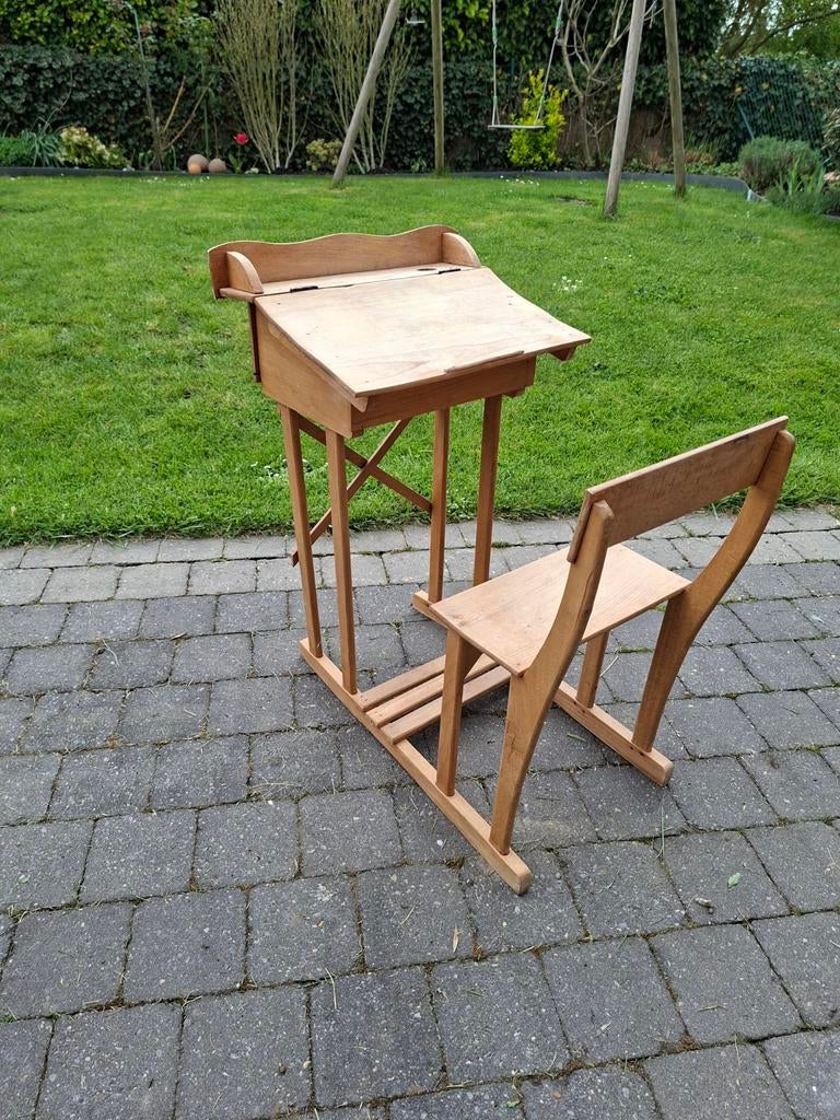 Banc/pupitre écolier, Vintage, Enlèvement, Utilisé, Bureau enfant