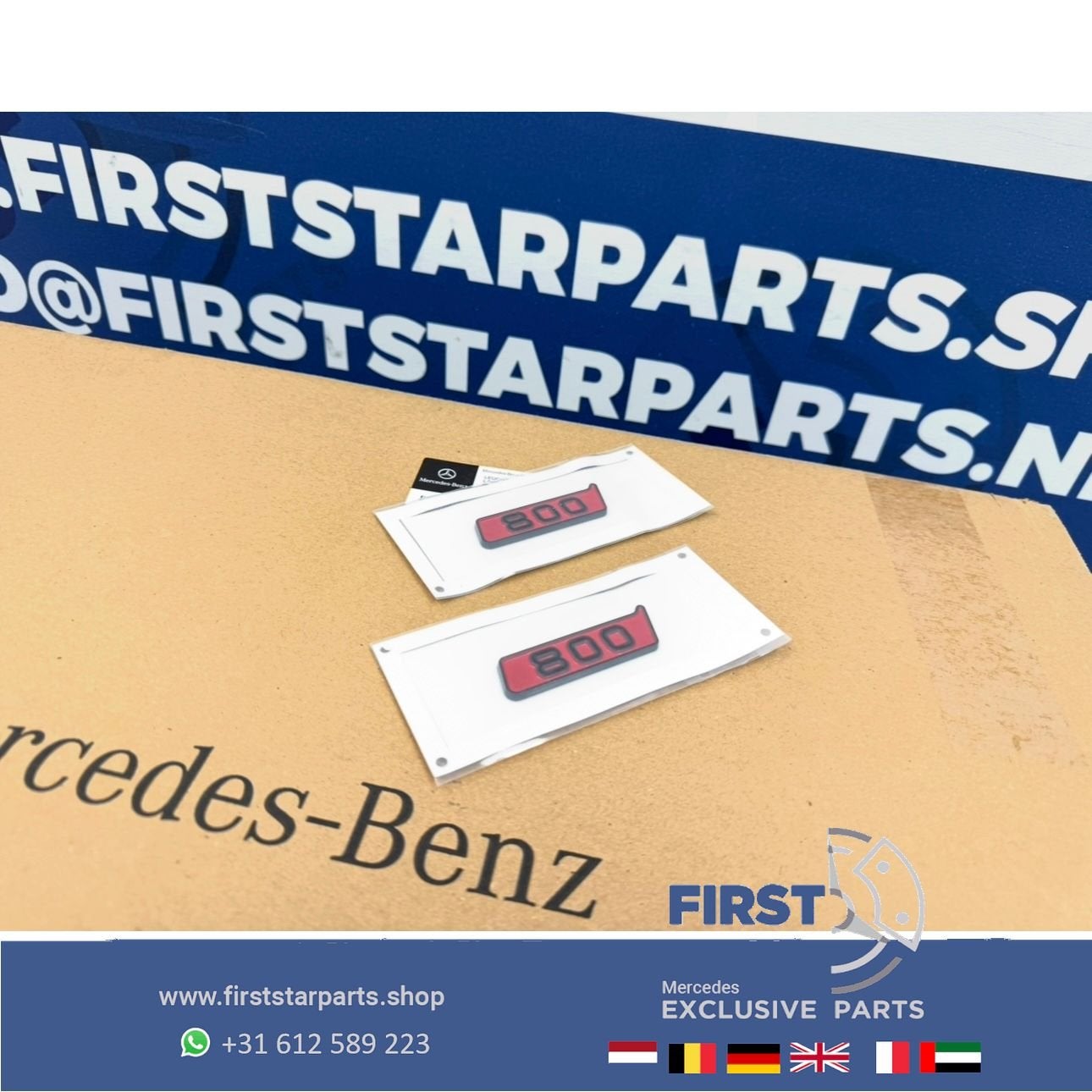 BRABUS 800 ROCKET LOGO SET LETTERS ZWART / ROOD LOGO ZIJSCHE, Gebruikt, -, Ophalen of Verzenden, Achter