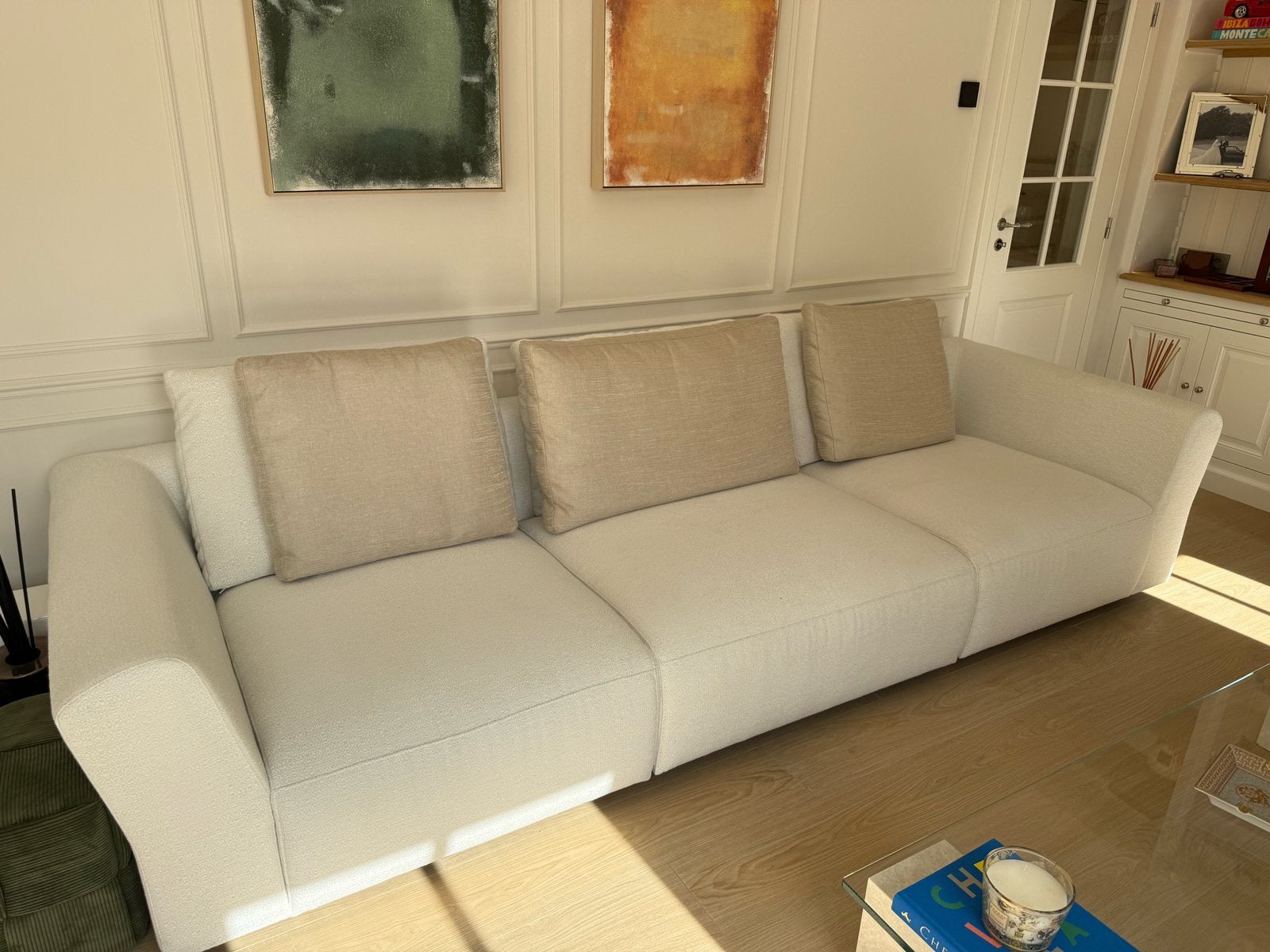 Canapé blanc « Passe Partout » 300x105cm, Huis en Inrichting, Ophalen, Zo goed als nieuw