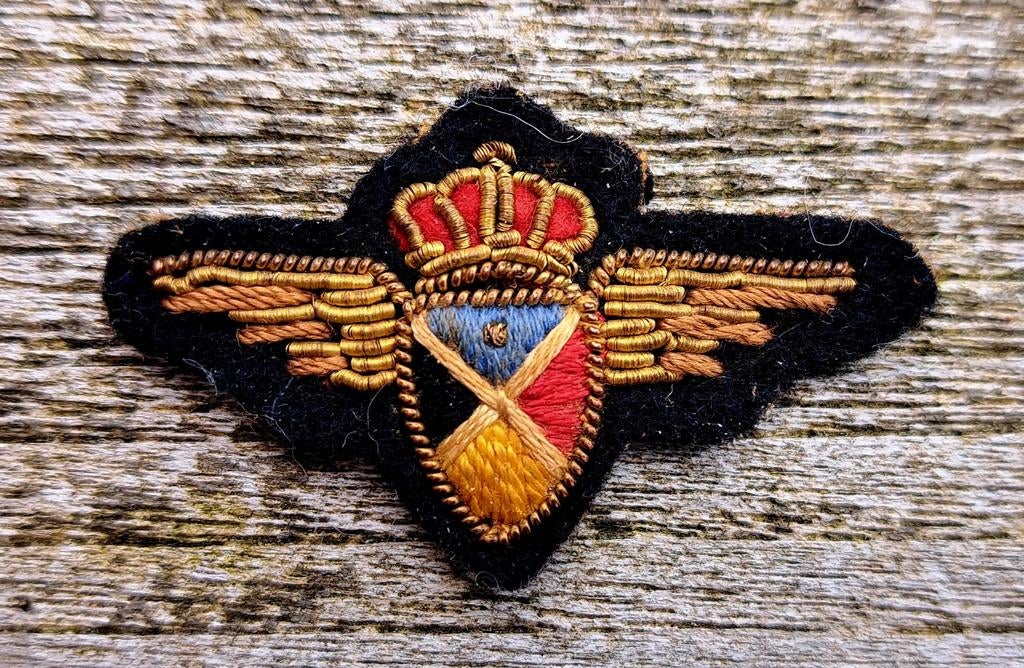 Zeer mooie geborduurde badge voor personeel van SABENA Congo