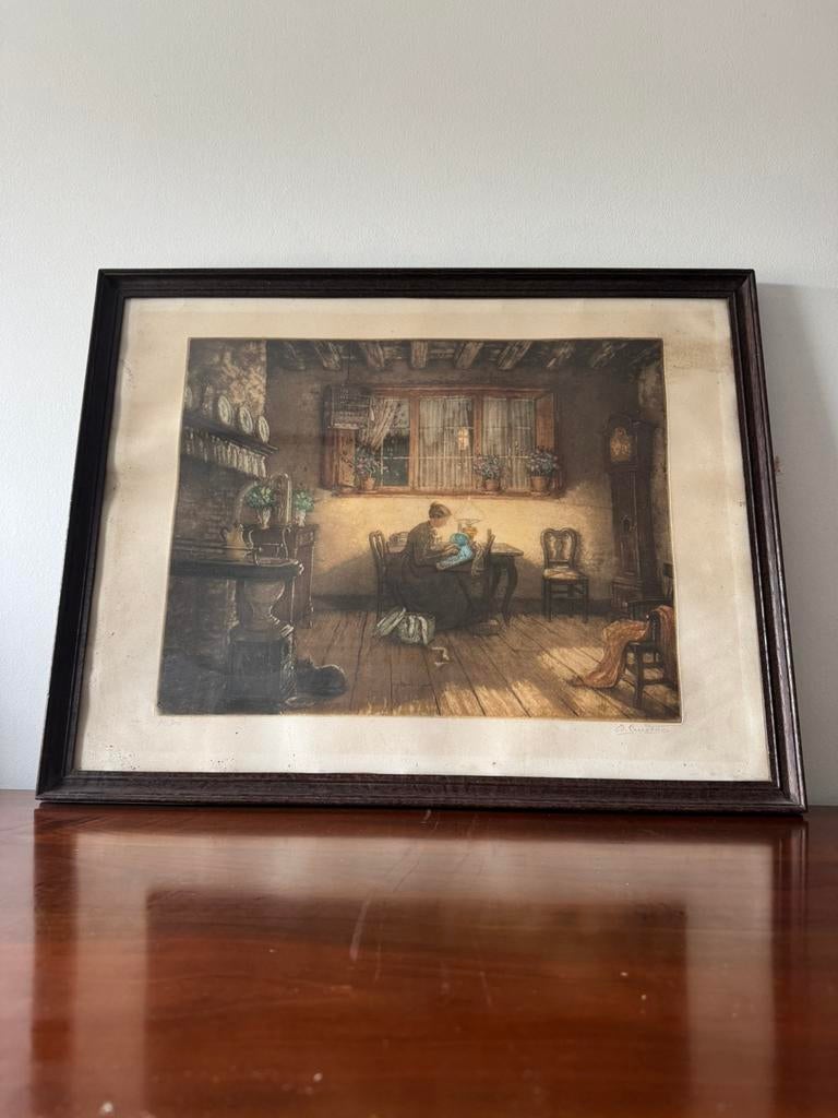 Litho Albert Geudens gesigneerd en genummerd, Antiek en Kunst, Ophalen of Verzenden