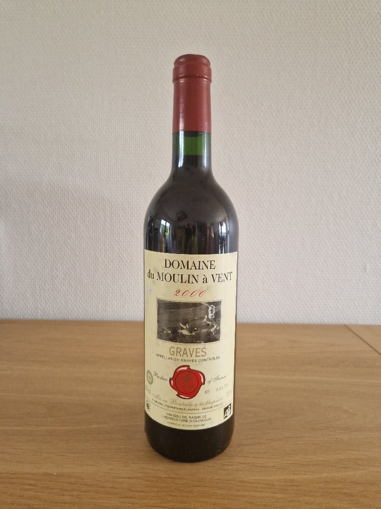 DOMAINE DU MOULIN A VENT - 2000 - Graves - 75 cl, Frankrijk, Nieuw, Ophalen of Verzenden, Rode wijn