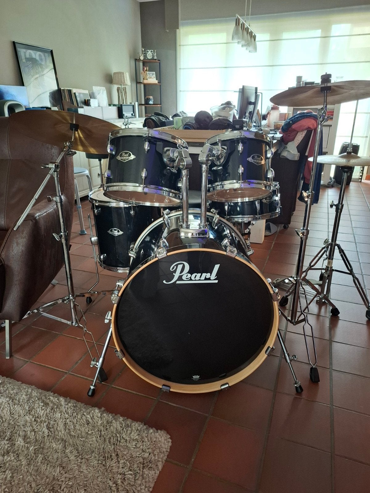 Kit de batterie complet Pearl Export + nouvelles têtes en ZG, Enlèvement, Comme neuf, Batterie ou Percussions