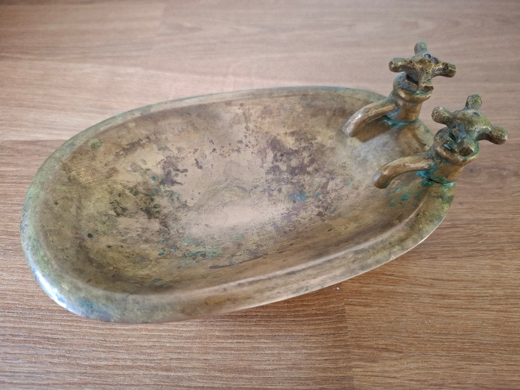Vintage messing zeepbakje in de vorm van een badkuip, Ophalen of Verzenden, Koper