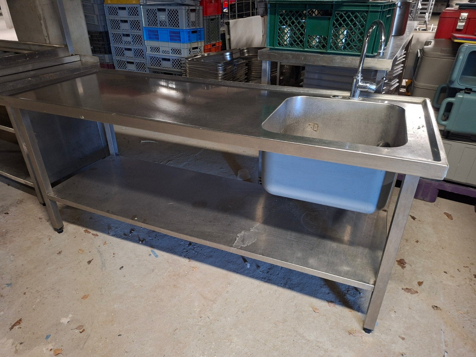 Roestvrijstalen spoelbak, tafel, kast van professionele kwal, Ophalen, Gebruikt, Inox Meubilair