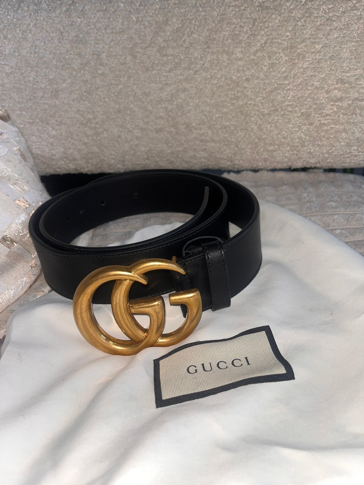 Gucci GG Marmont riem, Enlèvement ou Envoi, Comme neuf, Noir
