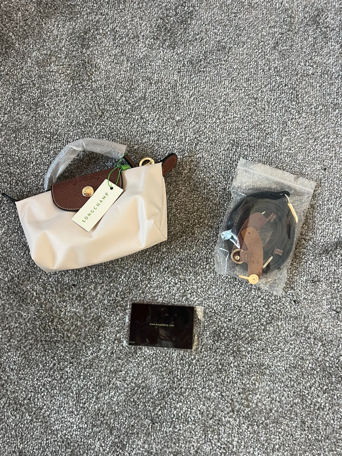 Longchamp Le Pliage mini pouch ecru | schouderband, nieuw, Handtassen en Accessoires, Verzenden, Nieuw, Beige, Handtas