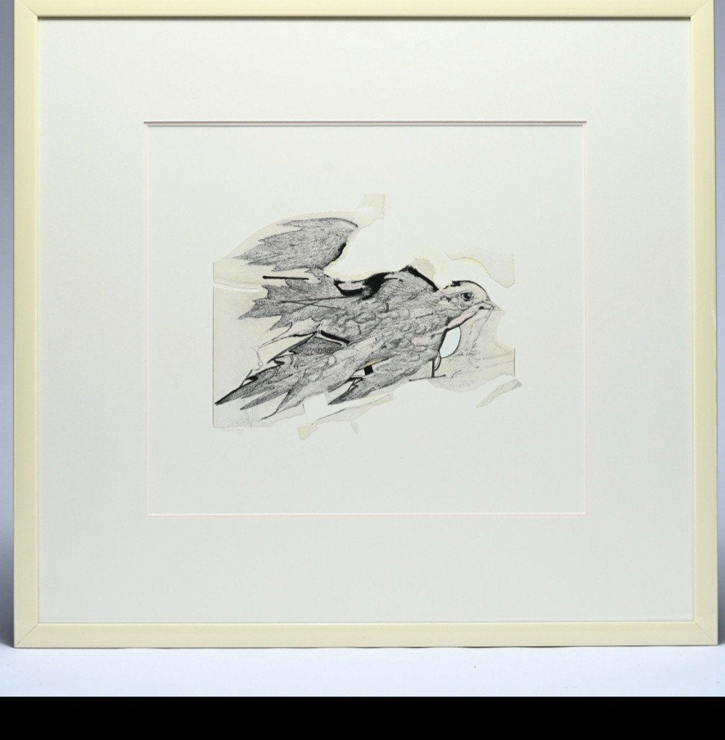 LANDUYT Octave "Eén vogel is met ons bezig" collage en inkt