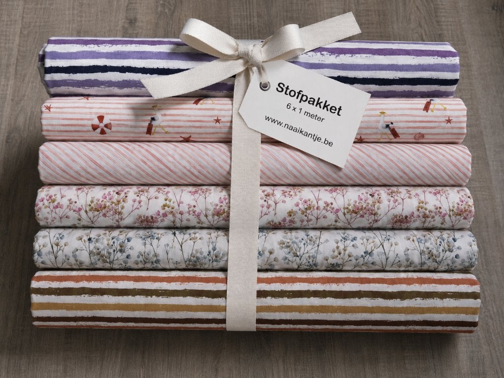 Stoffenpakket Poplin katoen met prints: 6 x 1 meter, Neuf, Autres couleurs, Coton, 120 cm ou plus