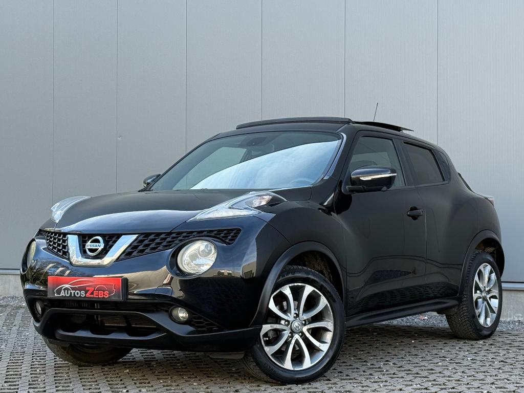 Nissan Juke 1.2 DIG-T 2WD Opendak 360Camera Keyless DodeH, Auto's, Nissan, Voorwielaandrijving, 4 cilinders, Zwart, Leder