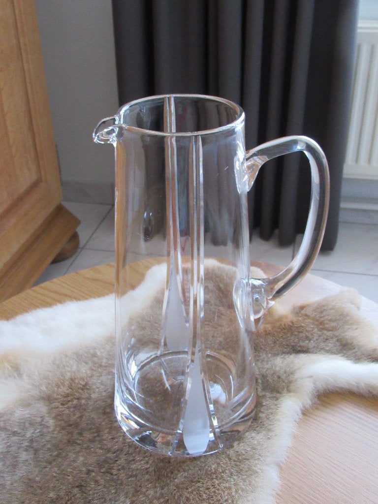 waterkaraf-karaf-glas-geslepen design-H 28cm-VINTAGE, Ophalen of Verzenden