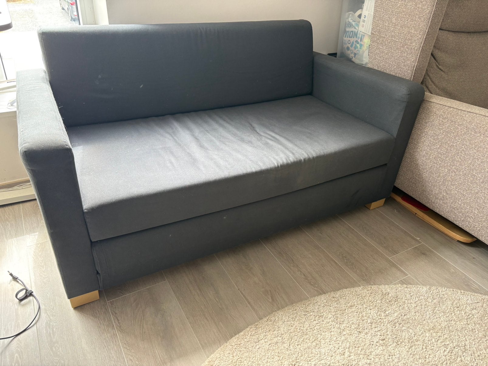 Slaapbank 2 zit zetel, Enlèvement, Comme neuf, Gris, 140 cm