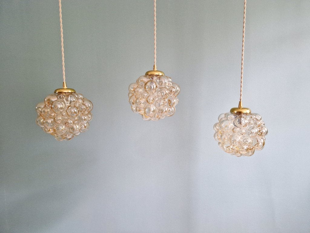 Amberkleurige glazen suspensie met bubbels (3), H. Tynell, Antiek en Kunst, Ophalen of Verzenden