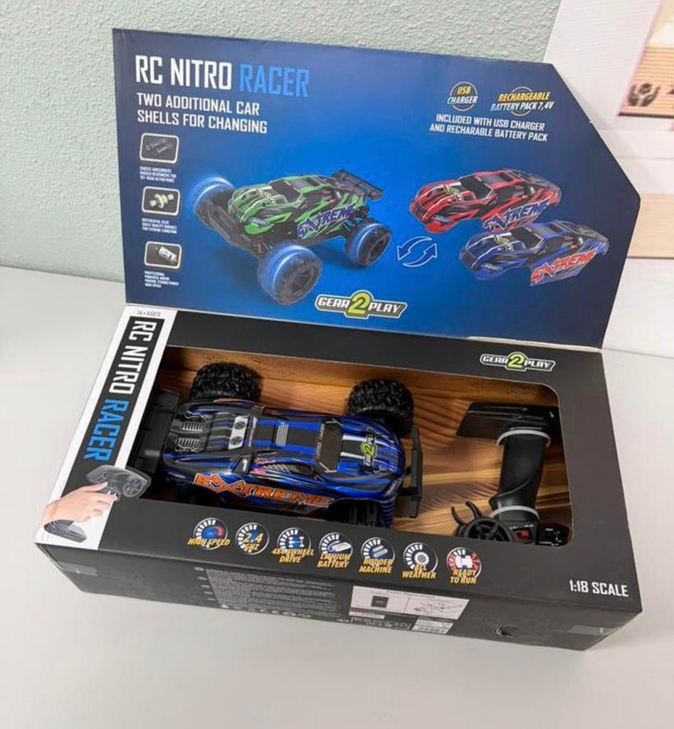 Voiture télécommandée Gear2Play Nitro Racer 1:18  30 km/h, Neuf, Autres échelles, Enlèvement ou Envoi, Voiture off road