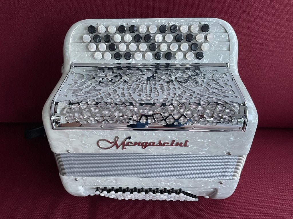 Nieuwe kleine Mengascini knopaccordeon .DO1. 72 bas ., 72-bas, Ophalen of Verzenden, Knopaccordeon, Met koffer