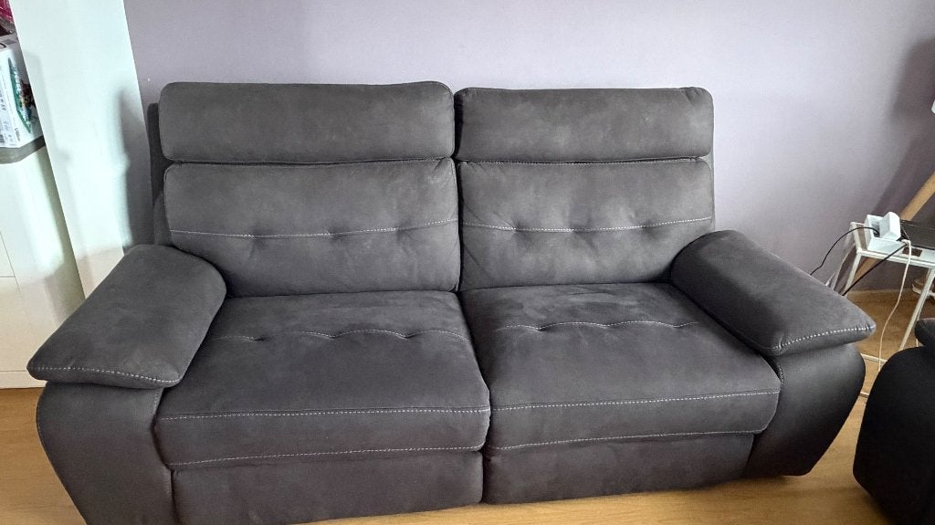Fauteuil avec relax, 75 à 100 cm, 125 cm ou plus, Cuir nubuck gris, Comme neuf