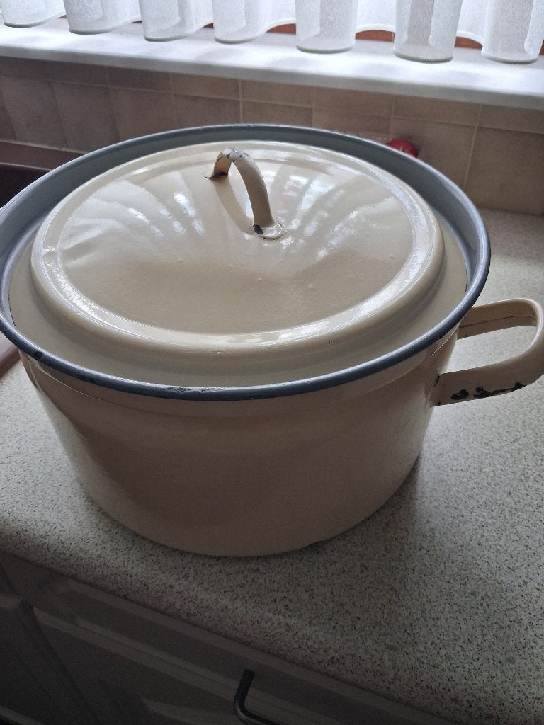 Vintage email kookpot 31 cm, Antiek en Kunst, Ophalen