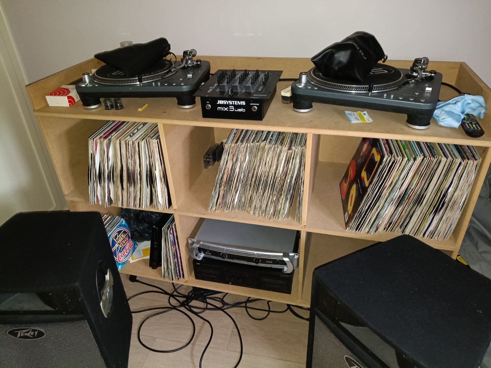 483techno,House platen + DJ booth + 2x sync platenspelers,.., Muziek en Instrumenten, Ophalen, Gebruikt, Overige merken