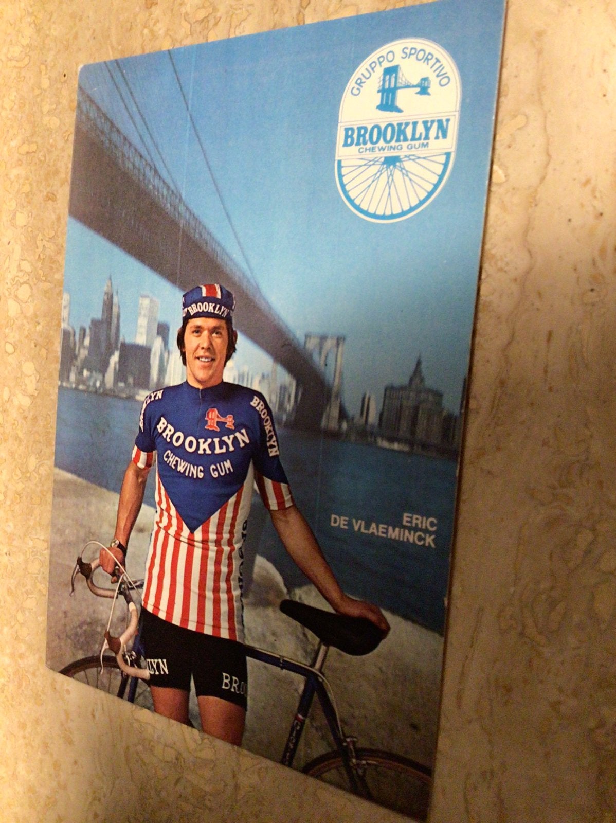 Wielerkaart team gios brooklyn eric de vlaeminck, Enlèvement ou Envoi, Comme neuf