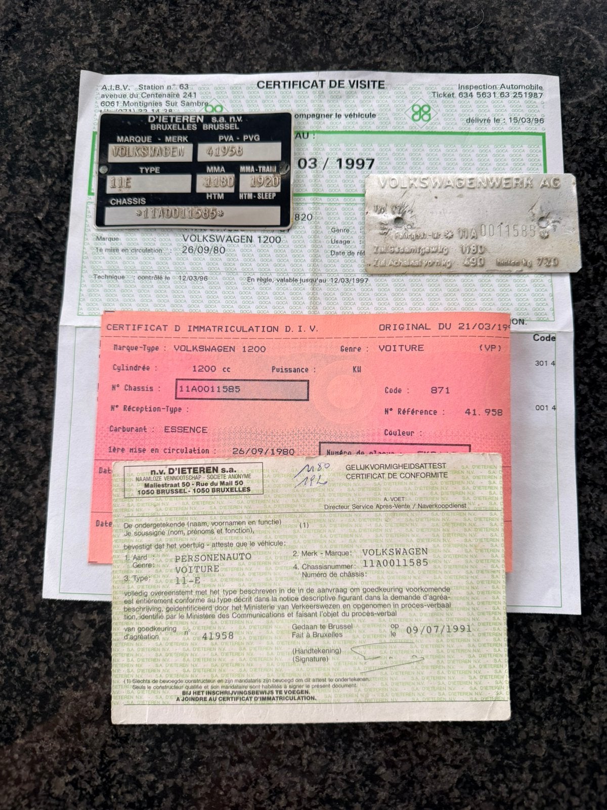 Papiers et plaquettes complets  Vw Cox de 1980, Autos : Divers, Enlèvement ou Envoi, Utilisé