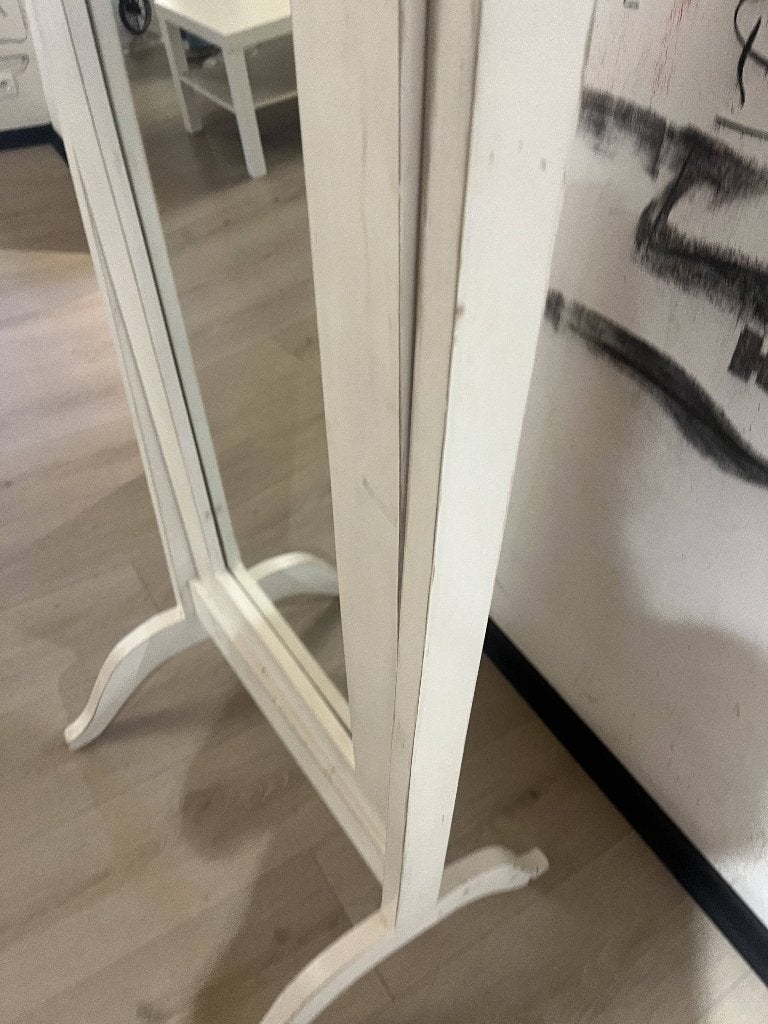 Staande witte spiegel, Huis en Inrichting, Woonaccessoires | Spiegels, Ophalen, Gebruikt, 150 tot 200 cm, Rechthoekig