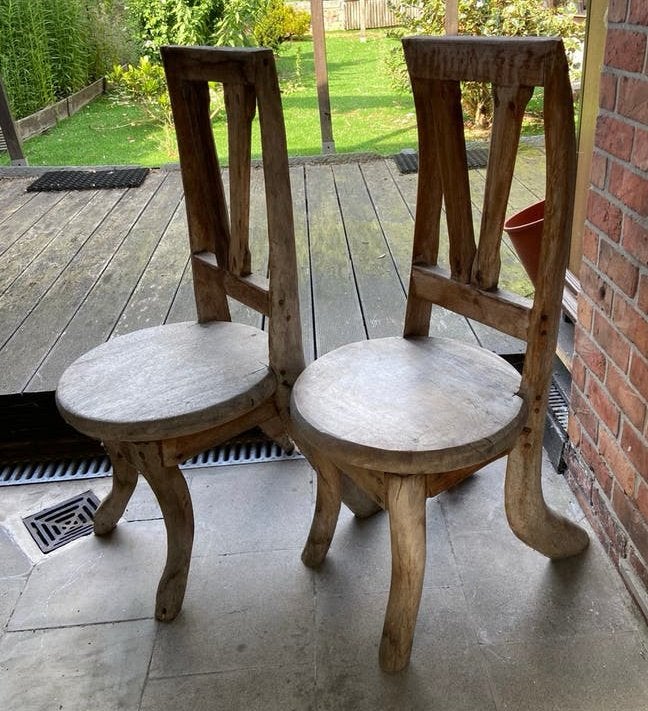 Deux chaises en bois de style campagnard, Jardin & Terrasse, Enlèvement
