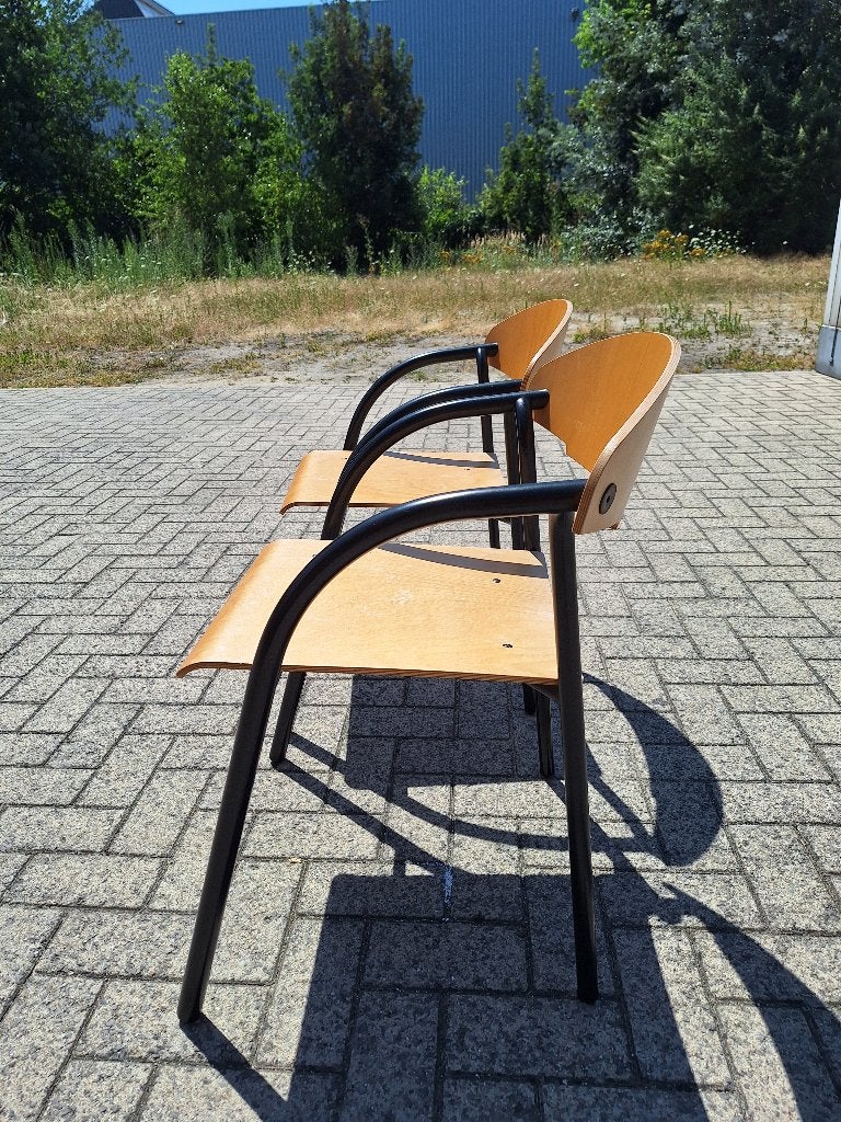 Te koop: 2 kuipstoelen, hout en metaal - Enkel ophalen, Ophalen, Gebruikt, Twee, Zwart