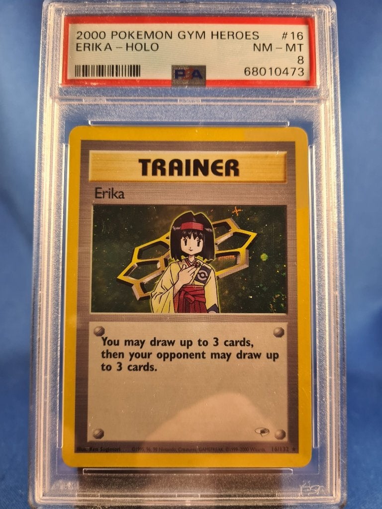 Erika 16/132 - Gym Heroes (PSA 8), Hobby en Vrije tijd, Verzamelkaartspellen | Pokémon, Verzenden, Gebruikt