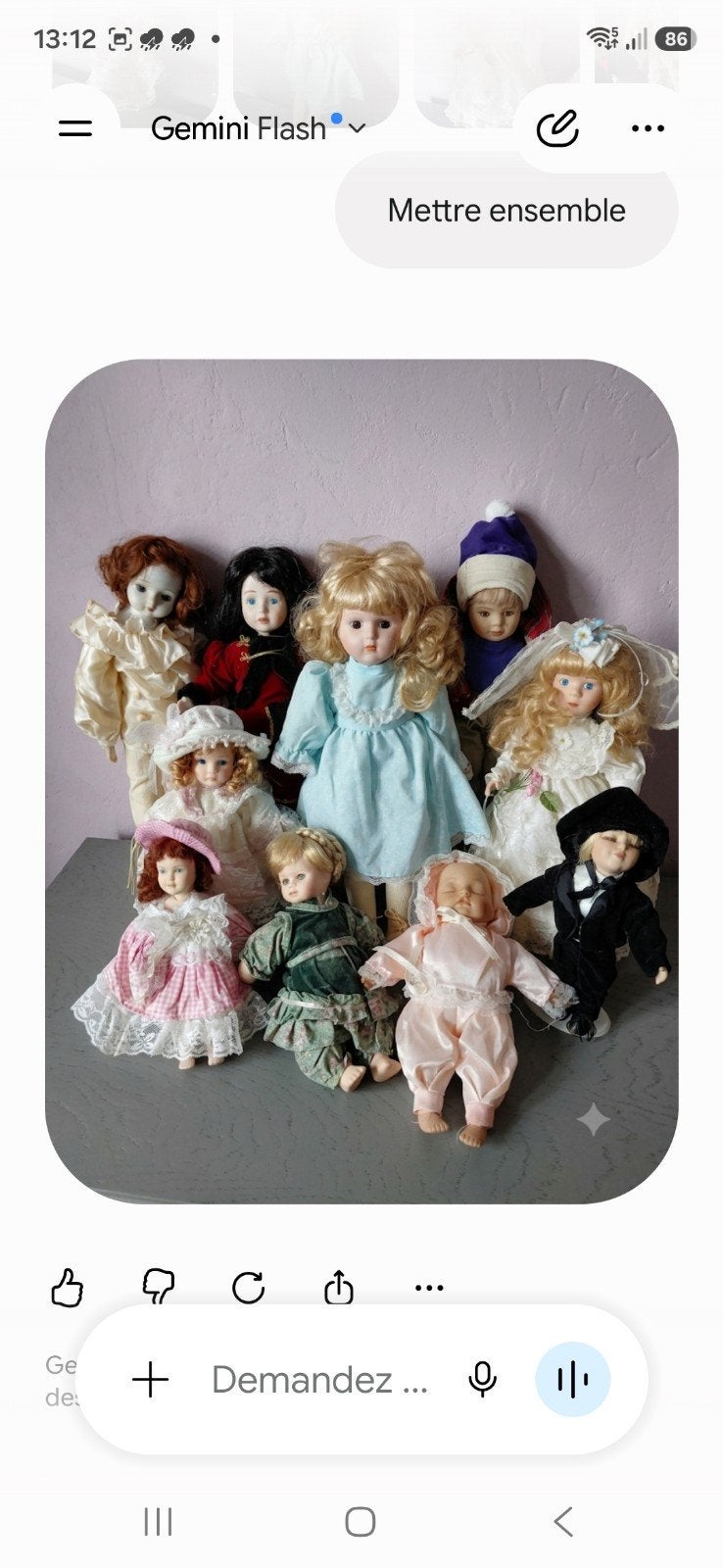 lot (2) de 7 poupées en porcelaine, Collections, Poupées, Enlèvement, Comme neuf, Poupée