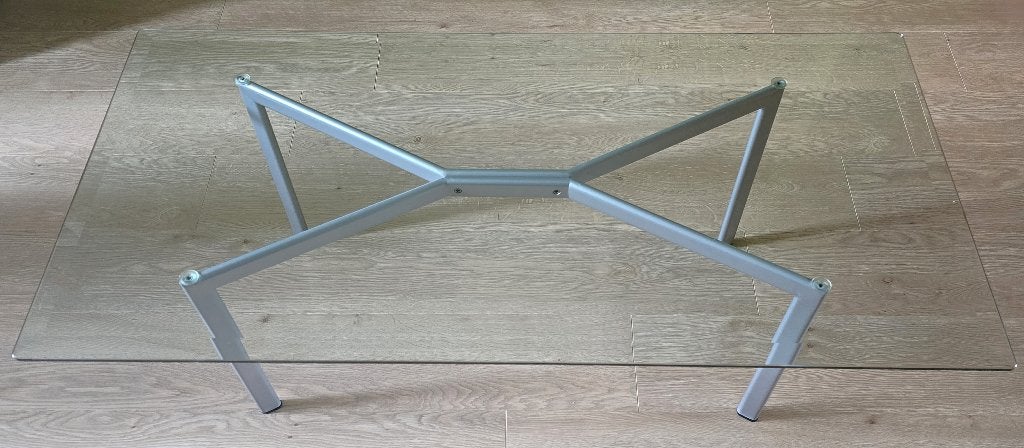 Glazen salontafel, Huis en Inrichting, Tafels | Salontafels, Ophalen, Gebruikt, 50 tot 100 cm, 50 tot 100 cm