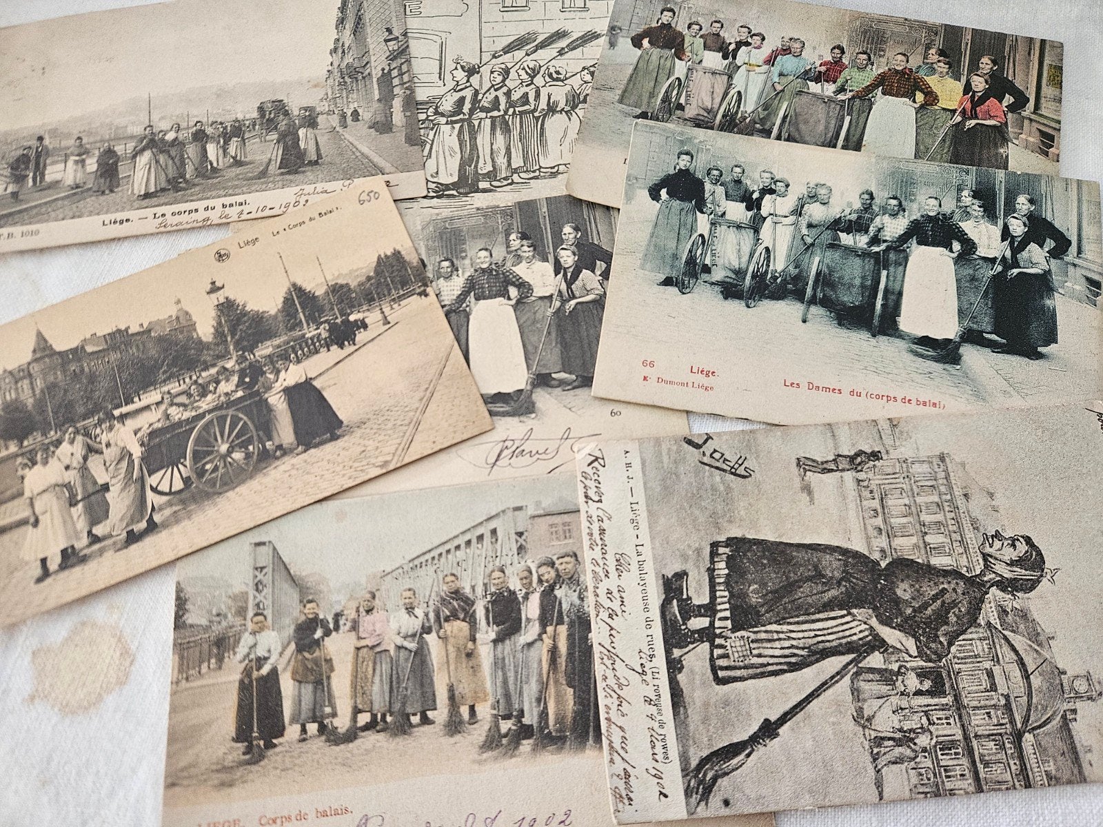 Postkaarten Liege Luik straatvegers balai, Verzenden, Luik