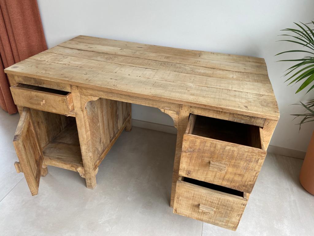 Bureau bois brut, Maison & Meubles, Bureaux, Avec tiroirs, Enlèvement, Bois, 131 cm