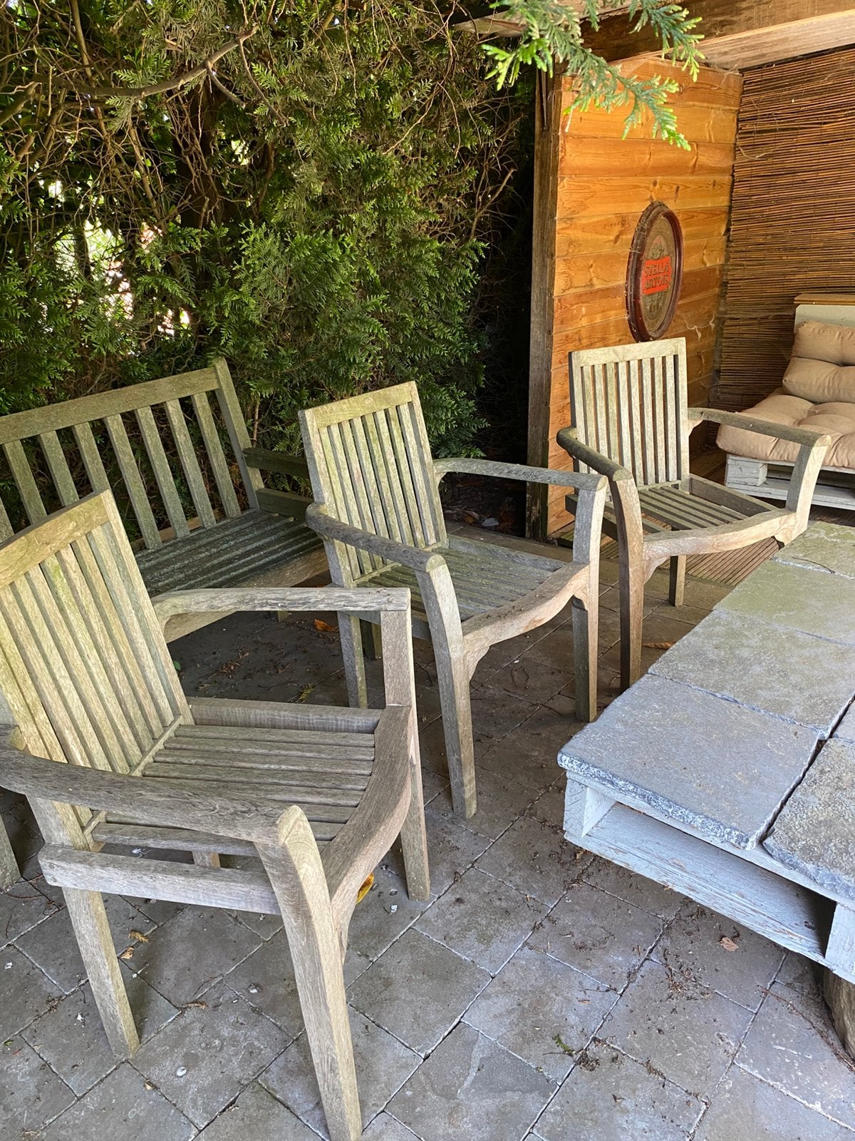 chaises en teck, Chaise, 3 places, Salons de jardin, Utilisé