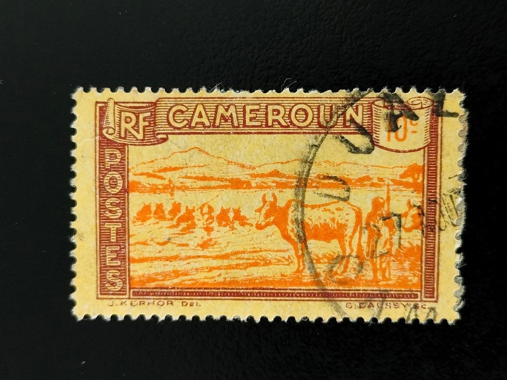 Kameroen 1925 - runderen aan de rivier, Postzegels en Munten, Postzegels | Afrika, Verzenden, Overige landen, Gestempeld