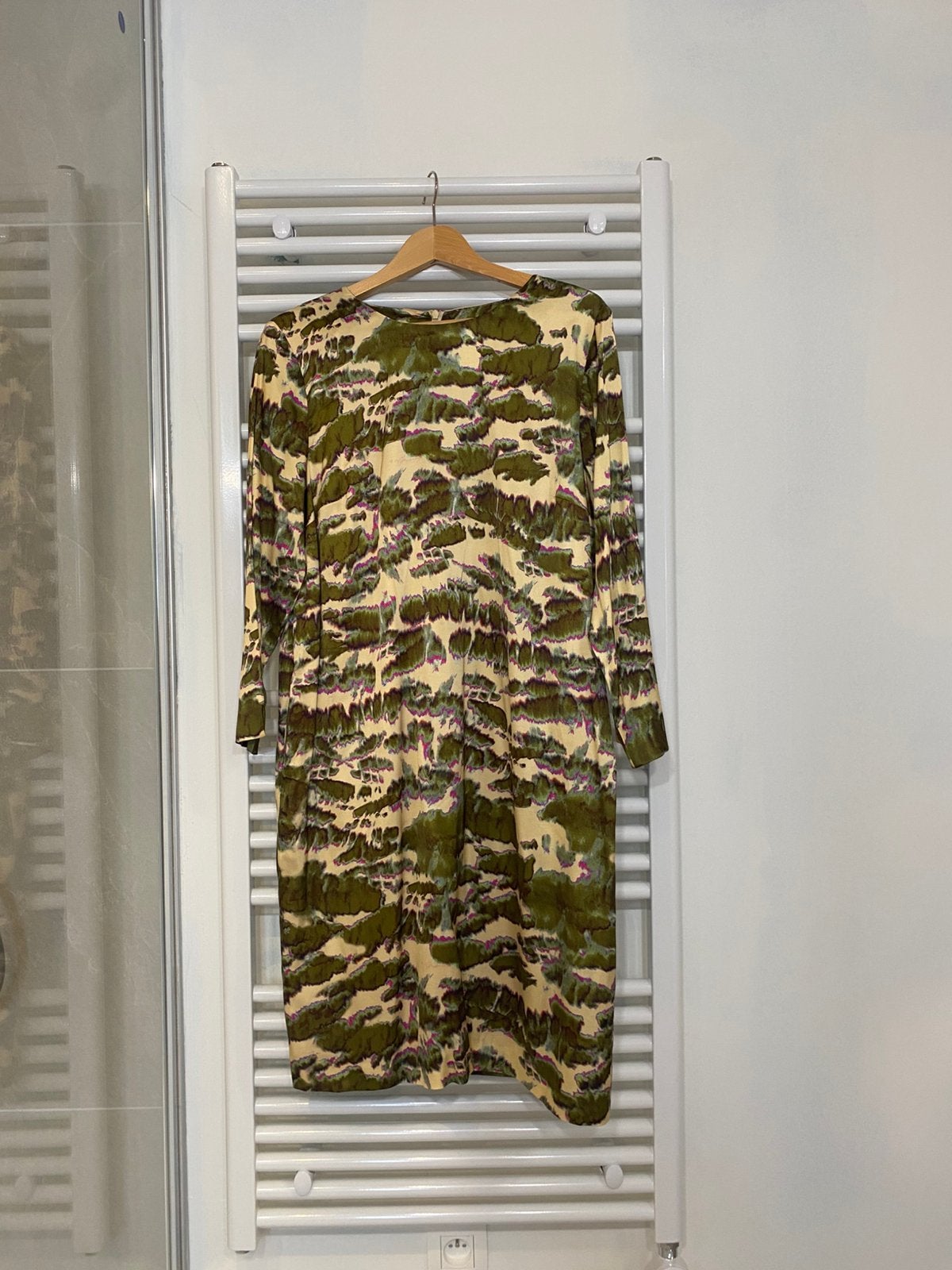 Kleed Xandres groen beige paars 42, Kleding | Dames, Ophalen of Verzenden, Zo goed als nieuw, Beige