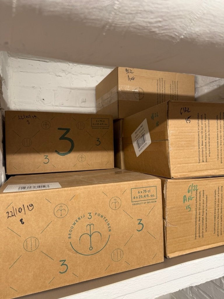 De Cam Oude Geuze 2019-2023 - 75 flessen, Ophalen, Zo goed als nieuw, Flesje(s), Overige merken