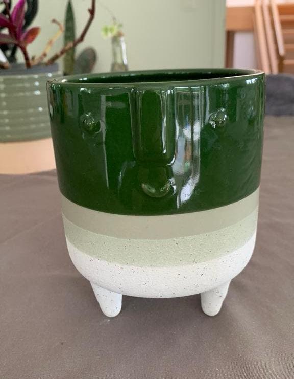 groene en witte keramische bloempot Balvi Mr. Standy., Ophalen