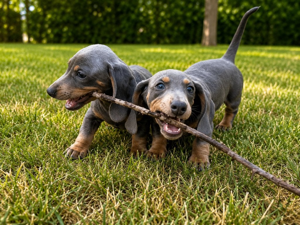 Dwerg Teckel / Dachshund pups, Poils courts, Maladie de Carré (chiens), 8 à 15 semaines, Plusieurs