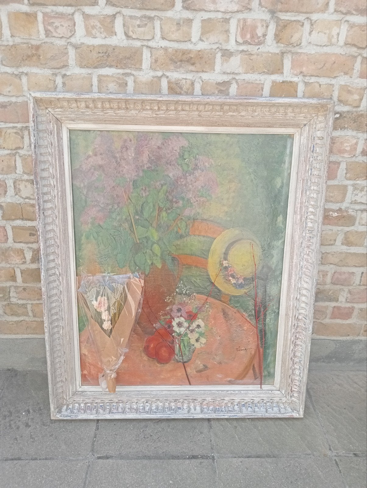 Peinture - José Palmeiro - fleurs et chapeau de soleil, Enlèvement