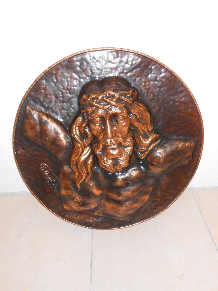 Grote rood koperen wandplaat, Antiek en Kunst, Ophalen of Verzenden, Koper