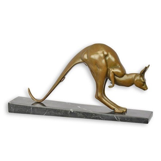bronzen beeld van een kangoeroe, Antiek en Kunst, Ophalen of Verzenden, Modern, Beeld
