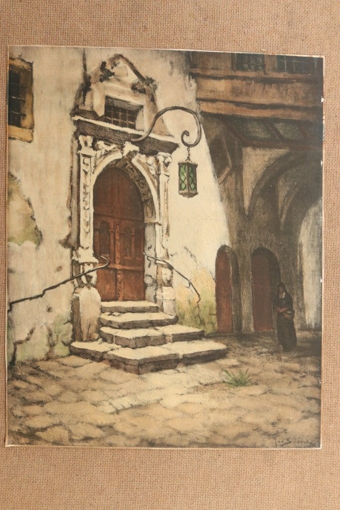 Jac. Snoeck – Stadhuis Rothenburg, handgekleurde reproductie, Signé dans la planche, Enlèvement, Autres sujets, Autre technique