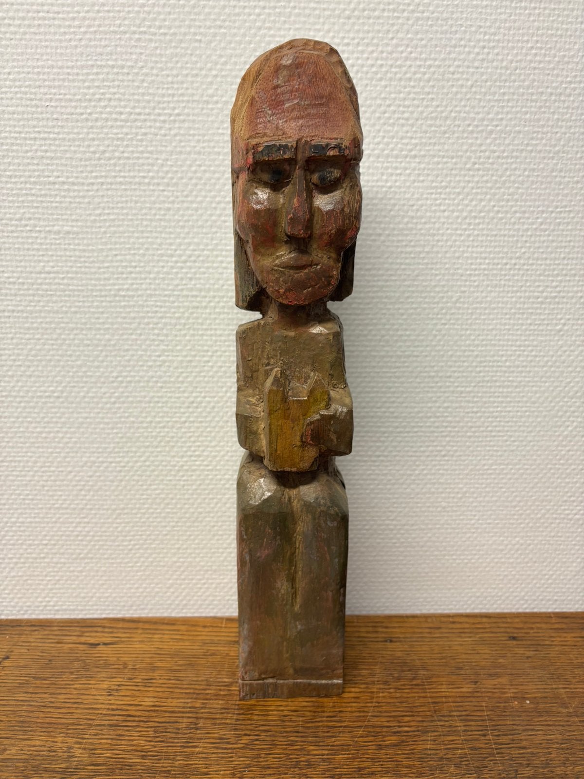 Antiek houten beeld bisschop, Ophalen of Verzenden, Beeld