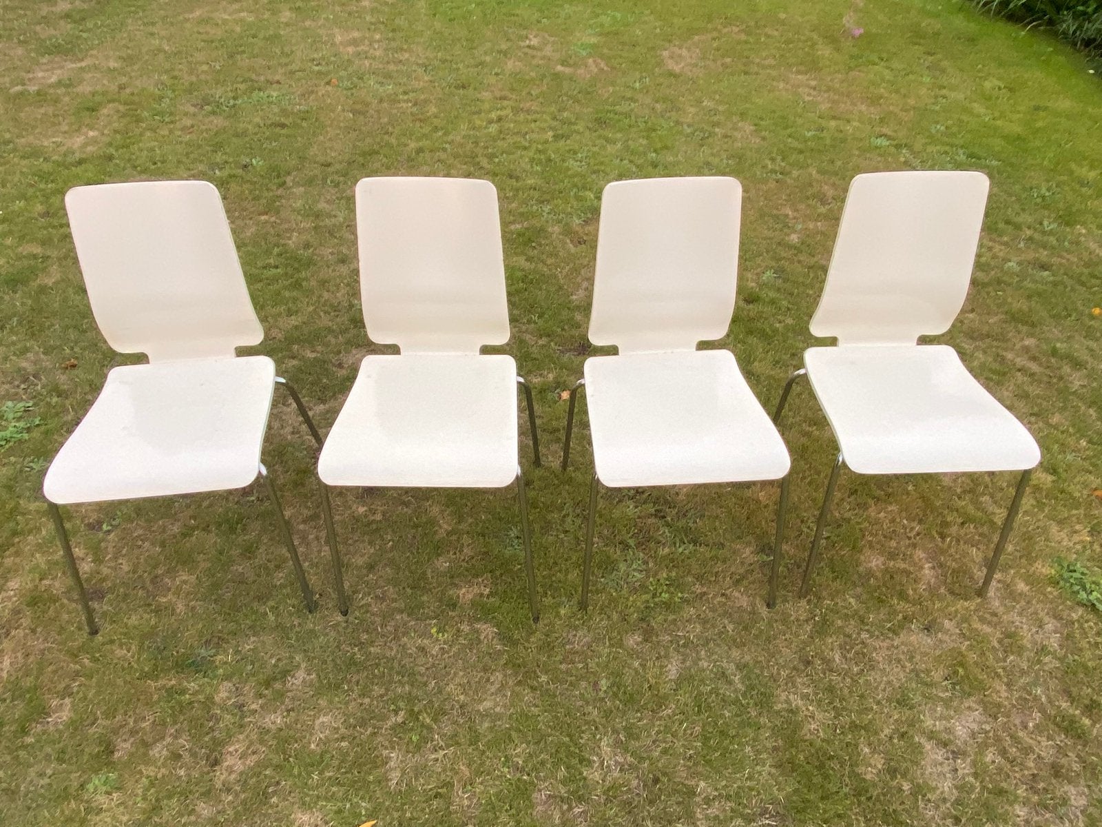 4 IKEA Gilbert stoelen - wit, Huis en Inrichting, Ophalen, Gebruikt, Wit, Vier