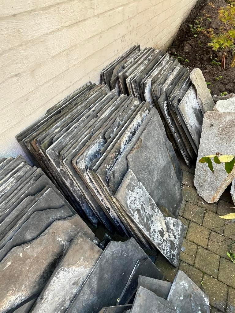 Leisteen tegels 40x40 (70-100st), Tuin en Terras, Tegels en Klinkers, Ophalen, Gebruikt, Terrastegels