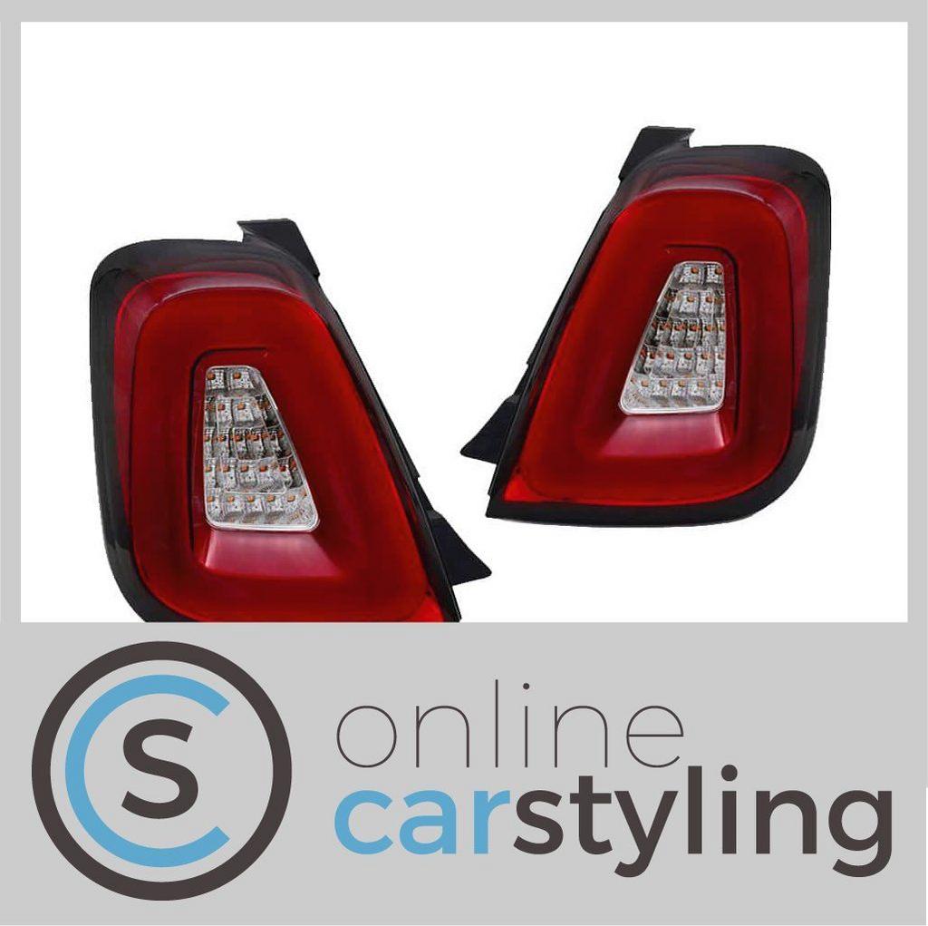 LED Achterlichten Fiat 500 Rood Wit Lightbar Design, Auto-onderdelen, Verlichting, Fiat, Nieuw, Ophalen of Verzenden