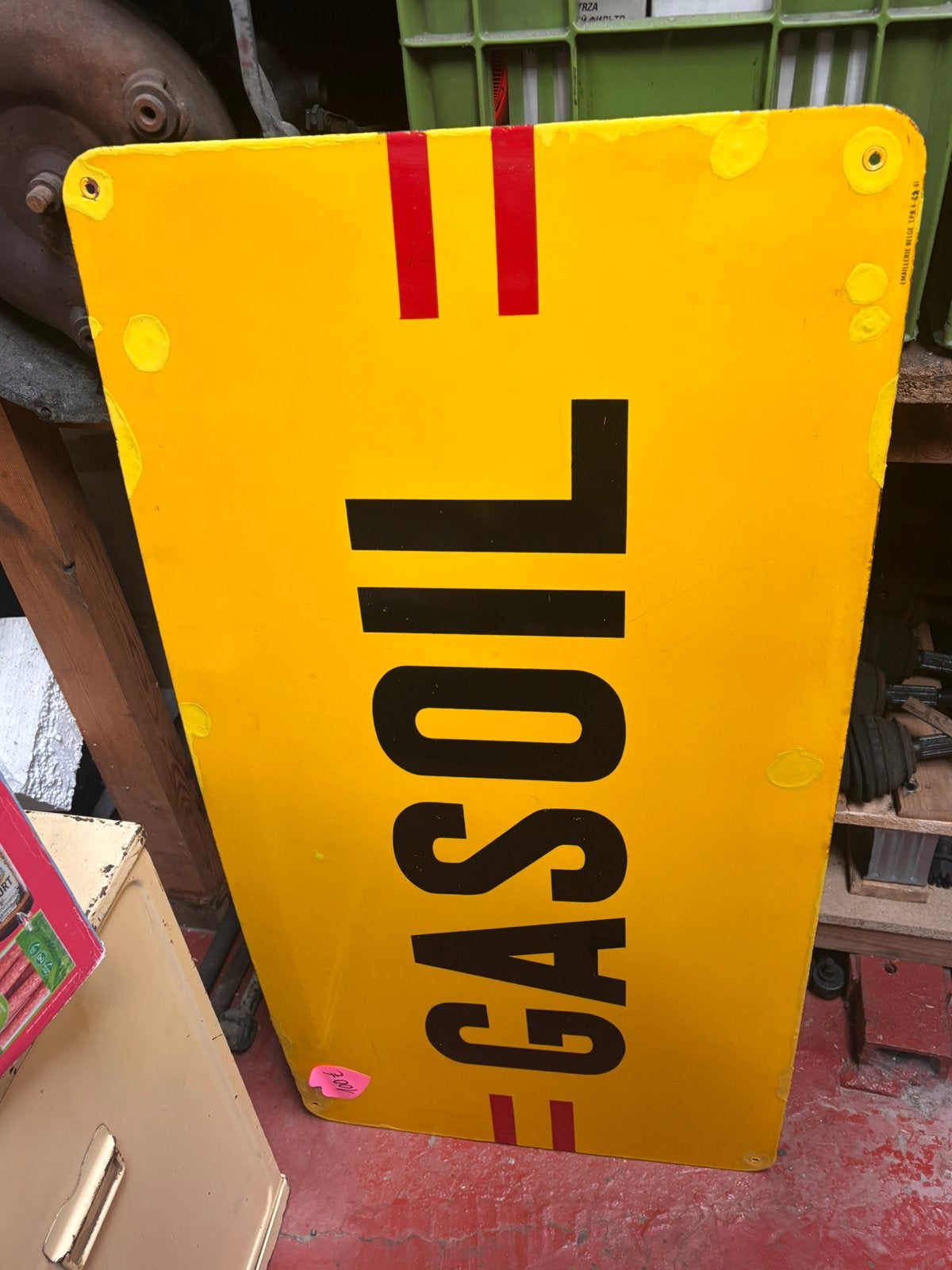 Plaque emaillee gasoil , probablement shell reclamebord, Verzamelen, Ophalen, Zo goed als nieuw