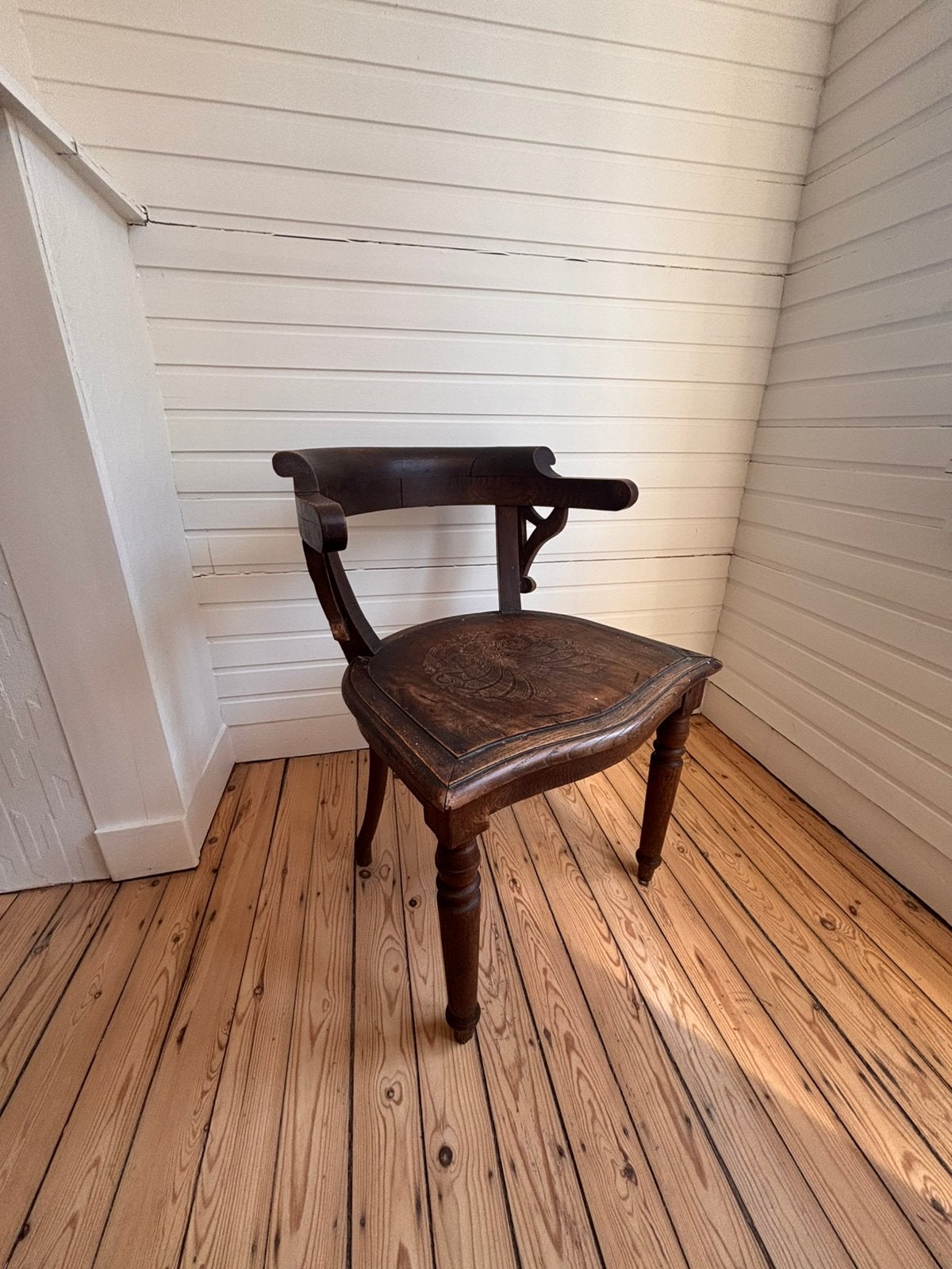 Antieke houten kantoor/caféstoel, Antiek en Kunst, Ophalen